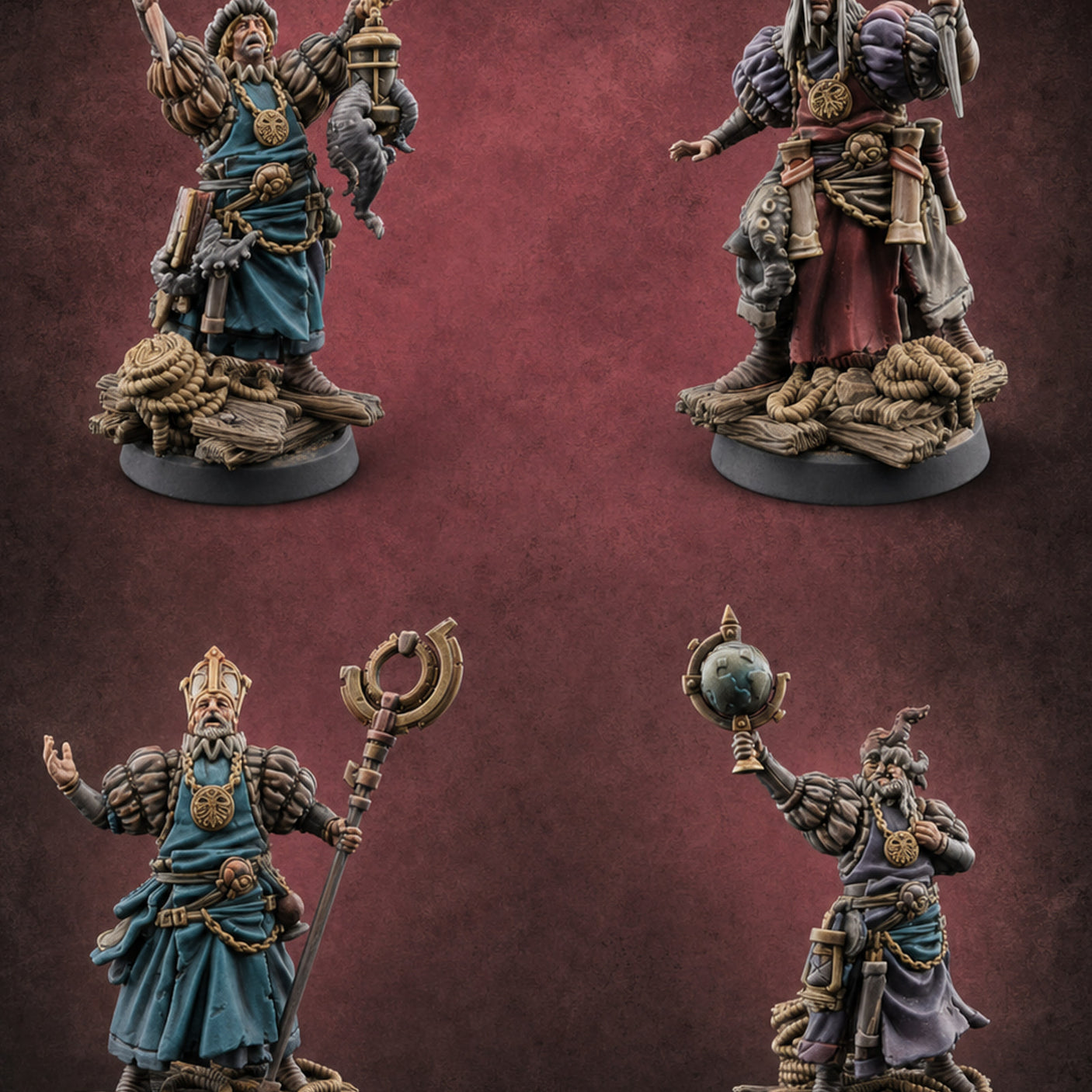 Tentacle Lashing Lantern Raising Cultists — painted concept preview (miniature supplied unpainted)
