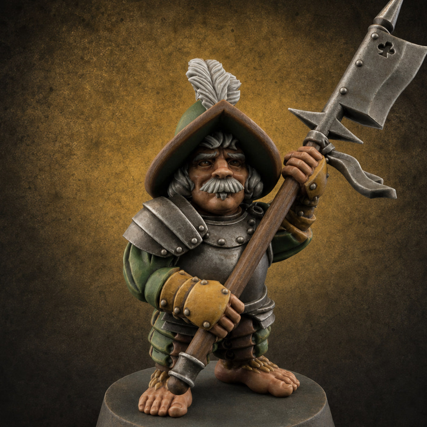 Feather Flourishing Halfling Halberdiers C Miniature for Dungeons and Dragons, Pathfinder or other TTRPGs