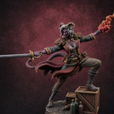 Flame Flinging Swashbuckling Tiefling Swashbuckler Miniature for Dungeons and Dragons, Pathfinder or other TTRPGs