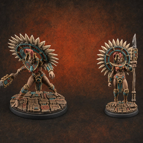 Aztec Inspired Spiked Crown Commanding Hobgoblin Warlord Miniature for Dungeons and Dragons, Pathfinder or other TTRPGs
