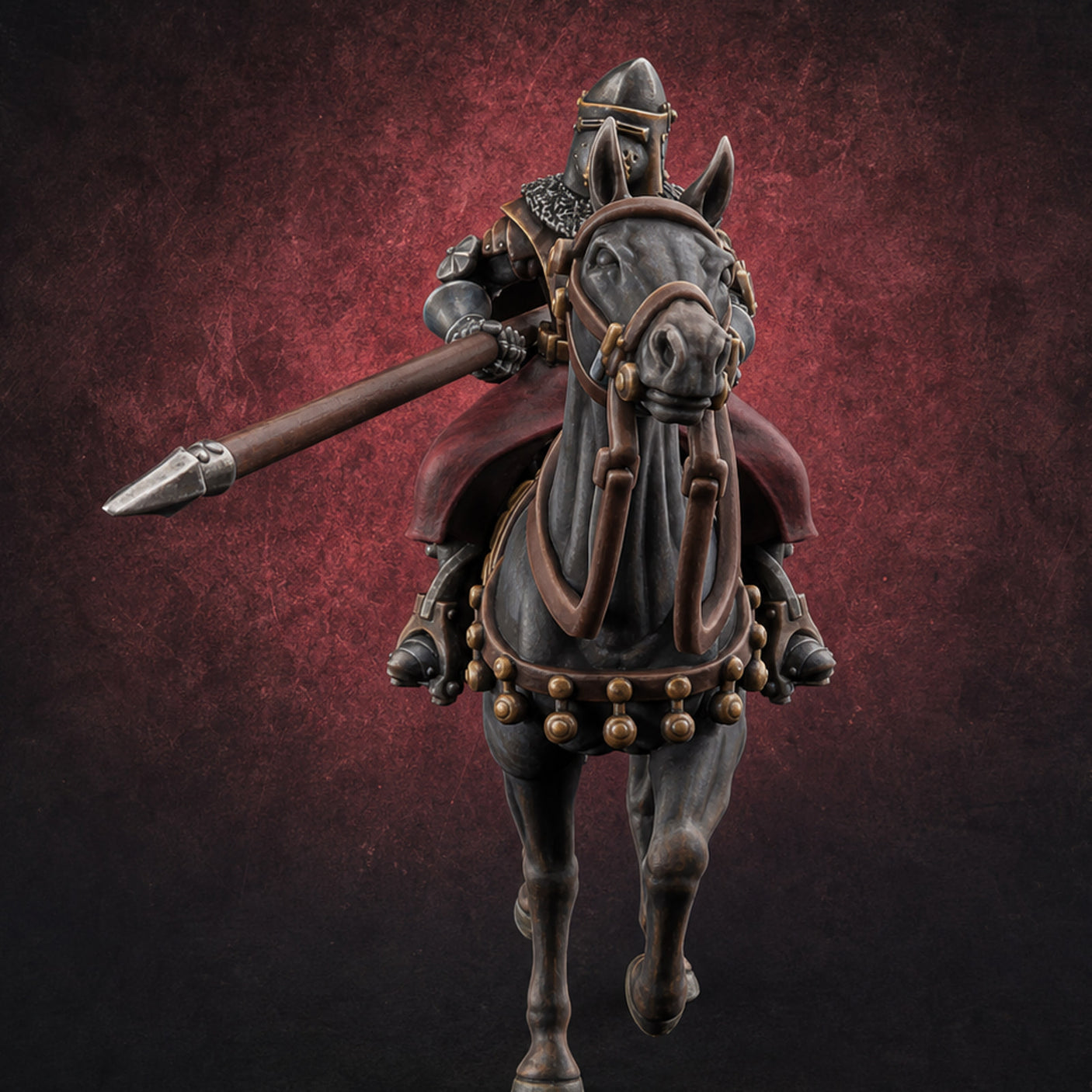 Charging Forward Mounted Human Lancers F — painted concept preview (miniature supplied unpainted)