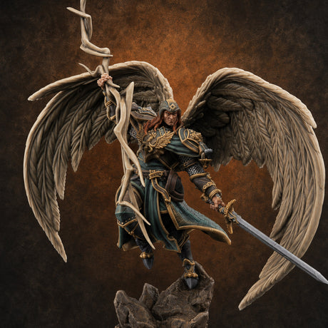 Crackling Ascended Angel Paladin Miniature for Dungeons and Dragons, Pathfinder or other TTRPGs