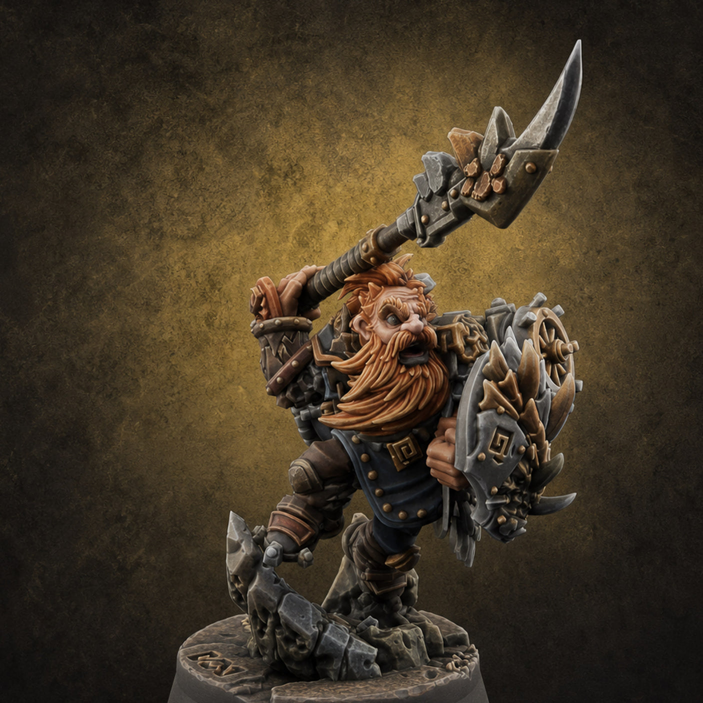 Weapon Held High Triumphant Fire Dwarf Warlord — painted concept preview (miniature supplied unpainted)