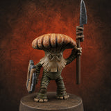 Spore Spearing Mushroom Warriors Miniature for Dungeons and Dragons, Pathfinder or other TTRPGs