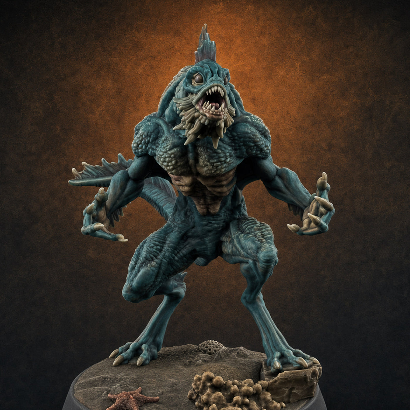 Arms Splayed Howling Deep One Brutes A Miniature for Dungeons and Dragons, Pathfinder or other TTRPGs