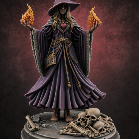 Hands Ablaze Conjuring Human Sorcerer — painted concept preview (miniature supplied unpainted)