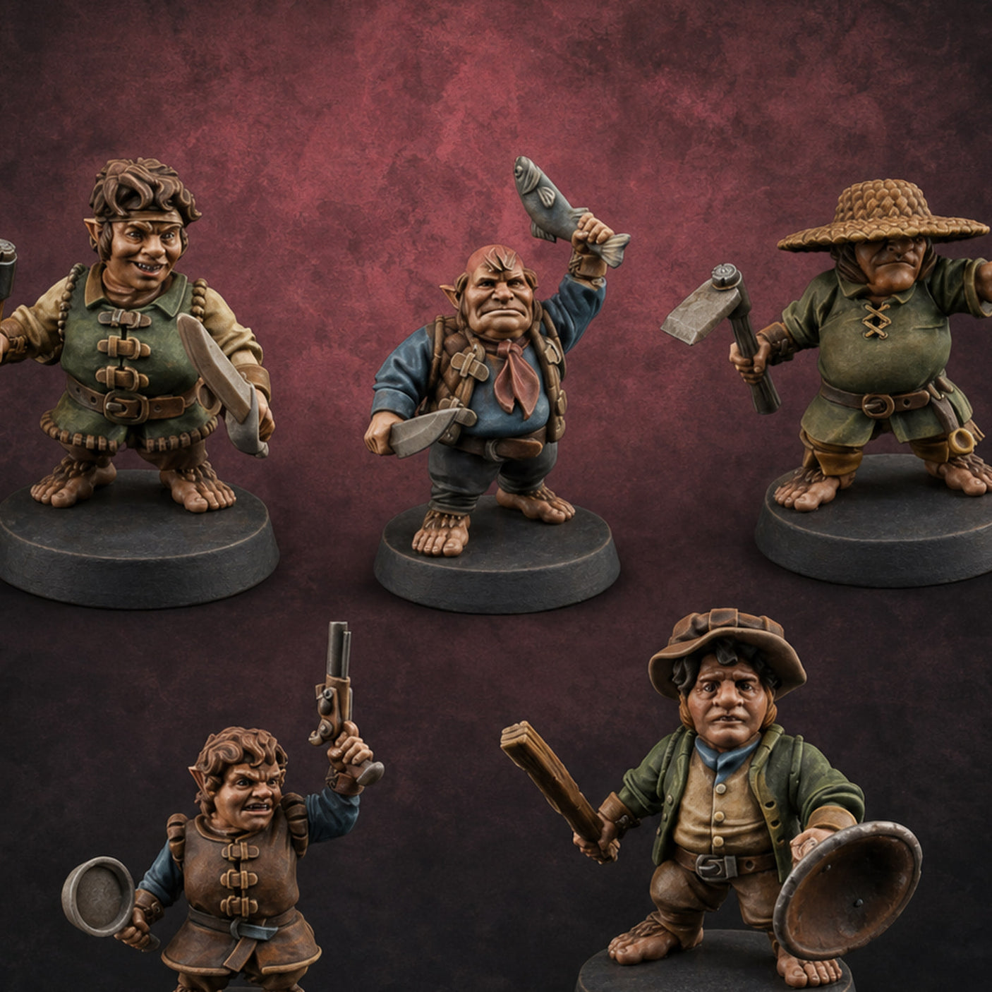 Makeshift Weapons Held High Halfling Militia Miniature for Dungeons and Dragons, Pathfinder or other TTRPGs