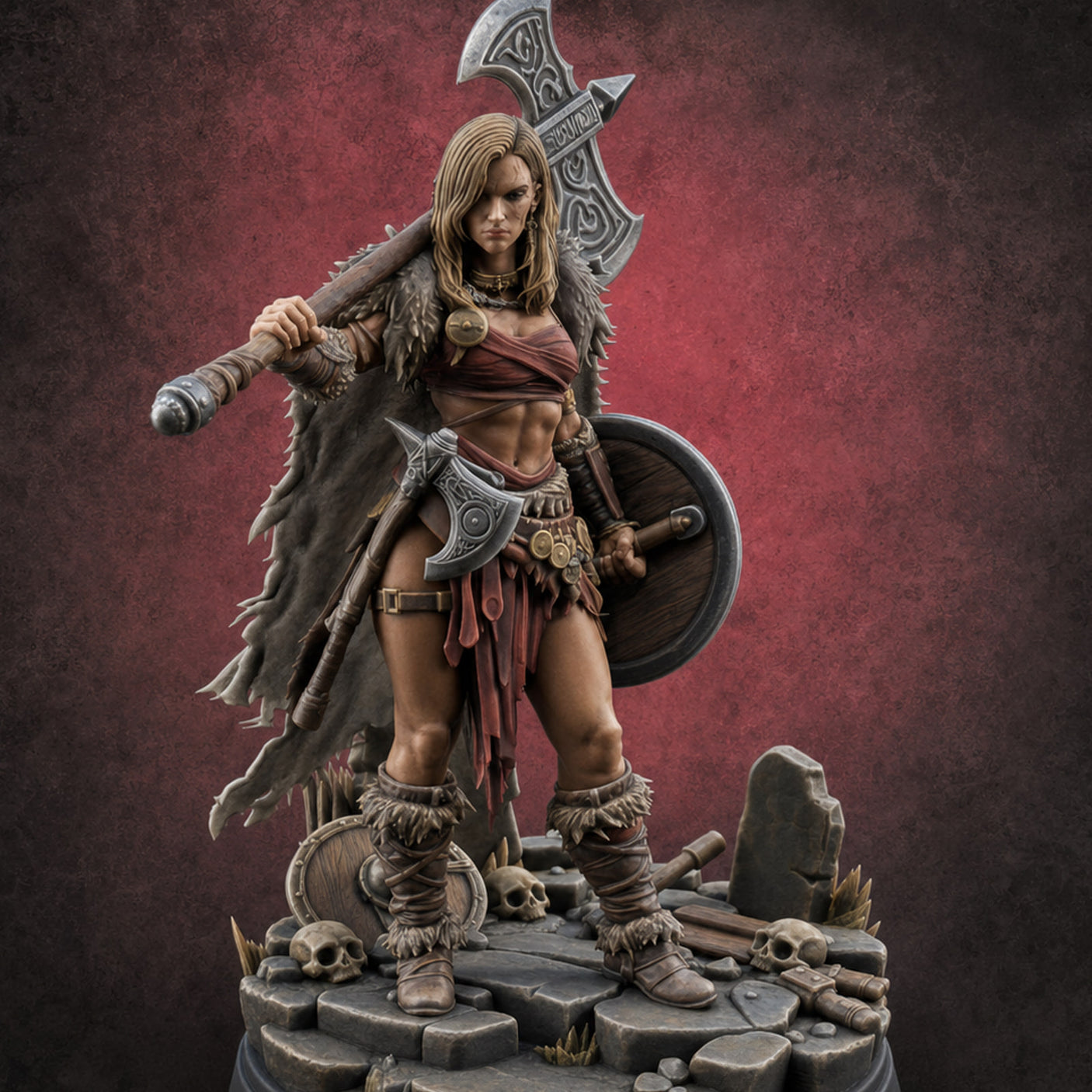 Axe Shouldered Ready Human Barbarian — painted concept preview (miniature supplied unpainted)
