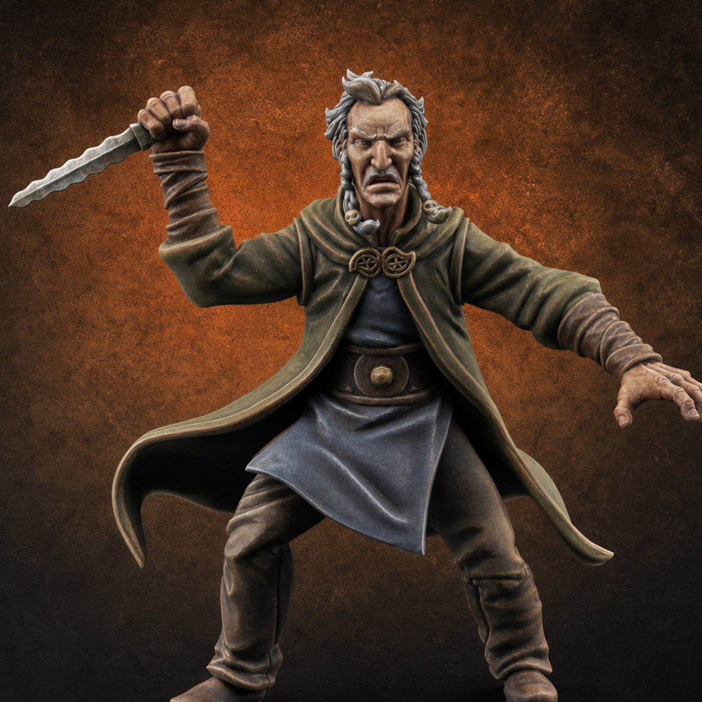 Dagger Raised Defiant Angry Human — painted concept preview (miniature supplied unpainted)