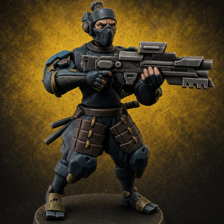 Locked And Loaded Cyber Ninjas B — painted concept preview (miniature supplied unpainted)