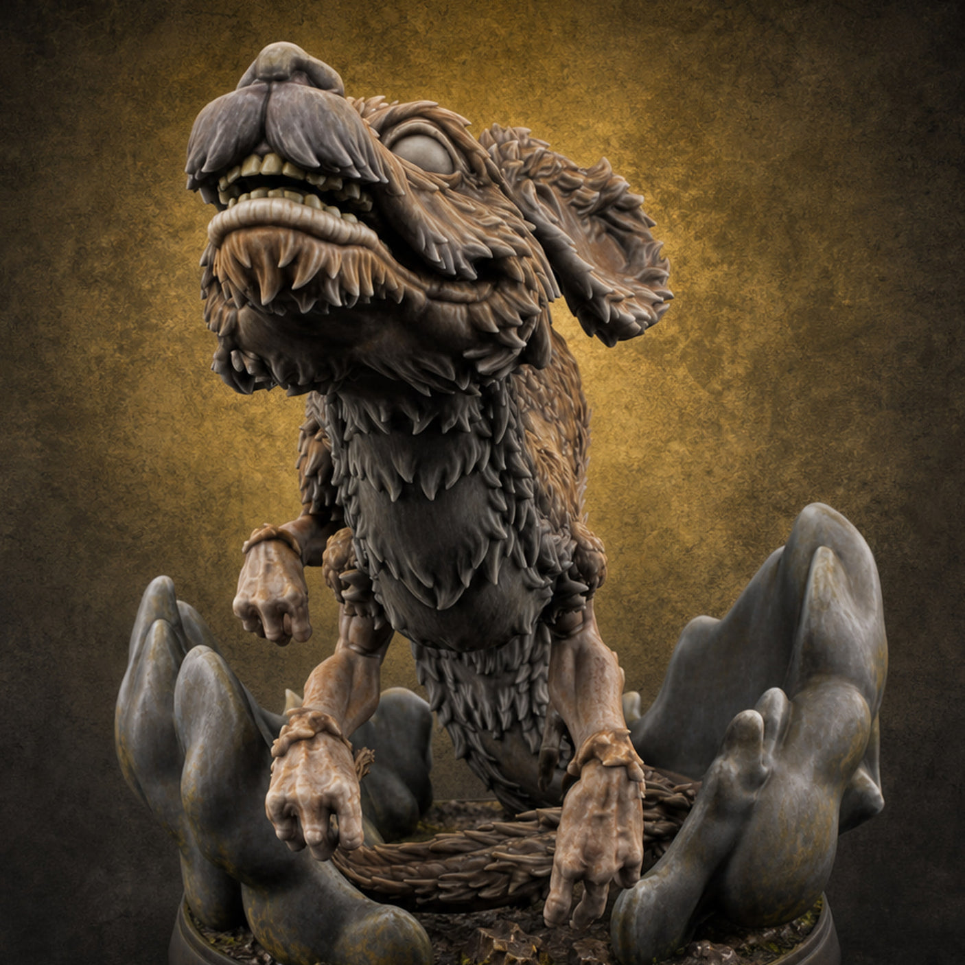 Air Swimming Overgrown Blink Dog Miniature for Dungeons and Dragons, Pathfinder or other TTRPGs
