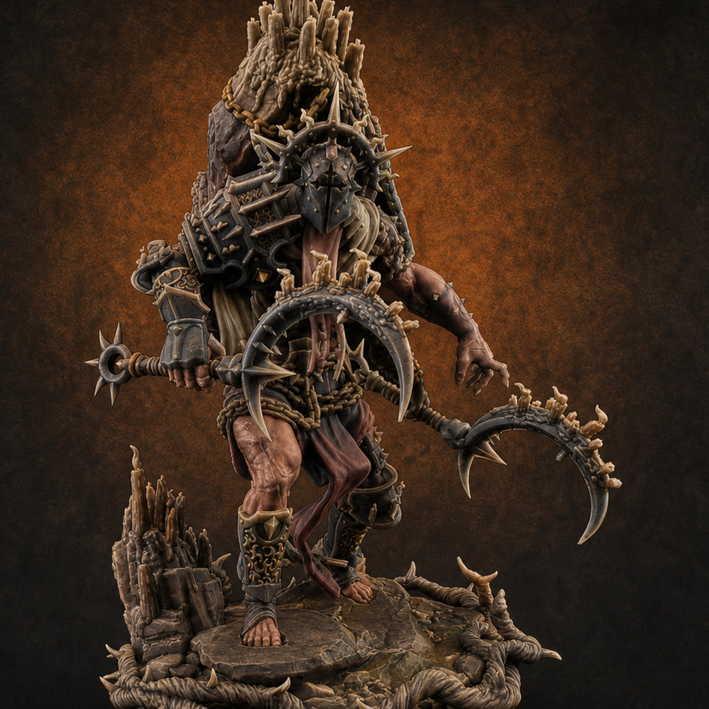Scythe Swinging Demon Crusader Miniature for Dungeons and Dragons, Pathfinder or other TTRPGs