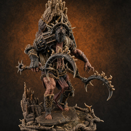 Scythe Swinging Demon Crusader Miniature for Dungeons and Dragons, Pathfinder or other TTRPGs