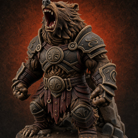 Roaring In Regalia Ursine Warrior Miniature for Dungeons and Dragons, Pathfinder or other TTRPGs
