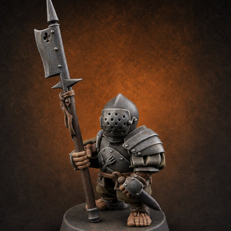 Feather Flourishing Halfling Halberdiers E Miniature for Dungeons and Dragons, Pathfinder or other TTRPGs
