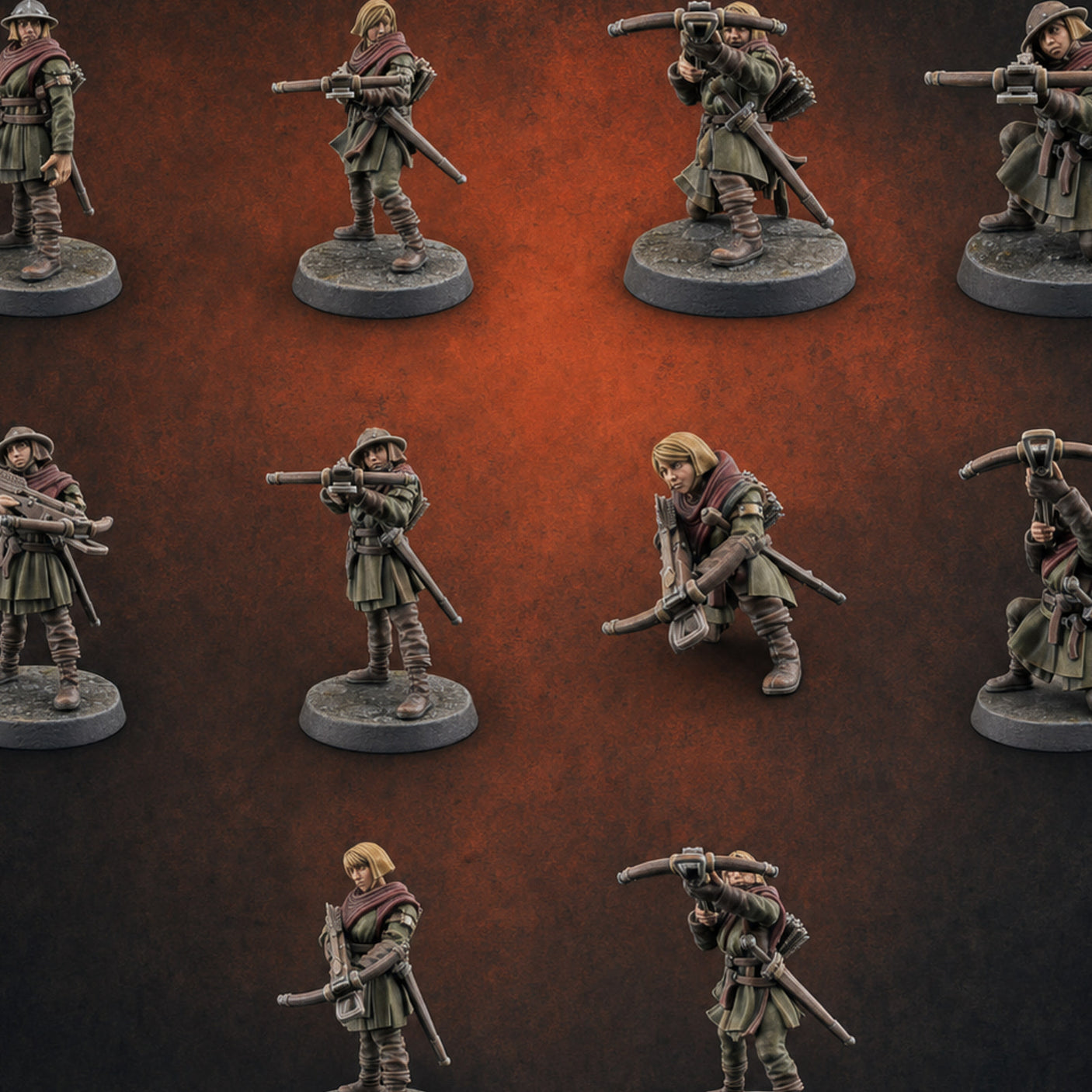 Shouldering The Load Human Crossbowwomen — painted concept preview (miniature supplied unpainted)