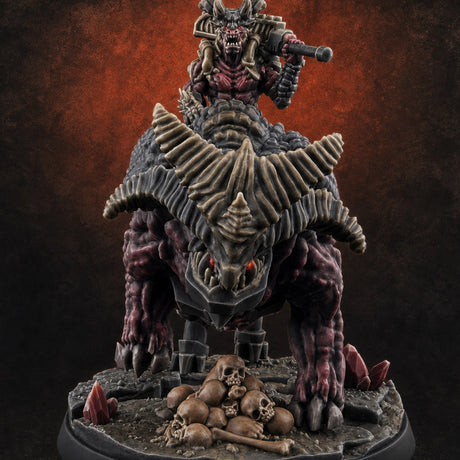 Mounted And Crowned Demon Warlord B — painted concept preview (miniature supplied unpainted)