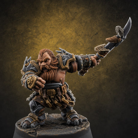 Smouldering Fire Dwarf Fighters C — painted concept preview (miniature supplied unpainted)