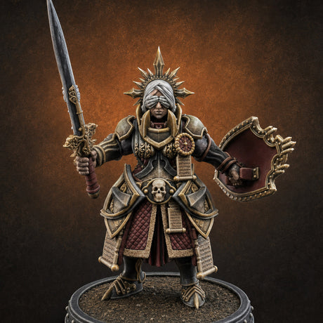 The Unseeing Holy Paladin Order A — painted concept preview (miniature supplied unpainted)