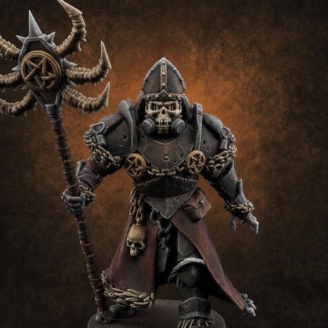 Skull Helmeted Black Monk — painted concept preview (miniature supplied unpainted)