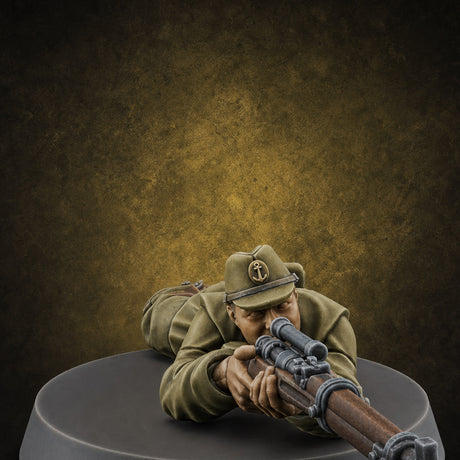 Squinting Down The Barrel World War 2 Japanese Sniper B Miniature for Dungeons and Dragons, Pathfinder or other TTRPGs