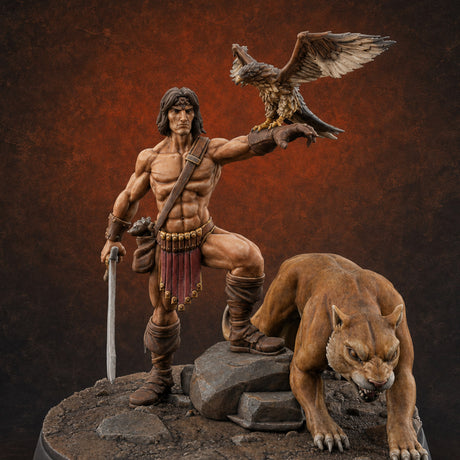 Falconry Commanding Human Warrior — painted concept preview (miniature supplied unpainted)