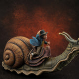 Dapper Snail Rider Halfling Messenger Miniature for Dungeons and Dragons, Pathfinder or other TTRPGs