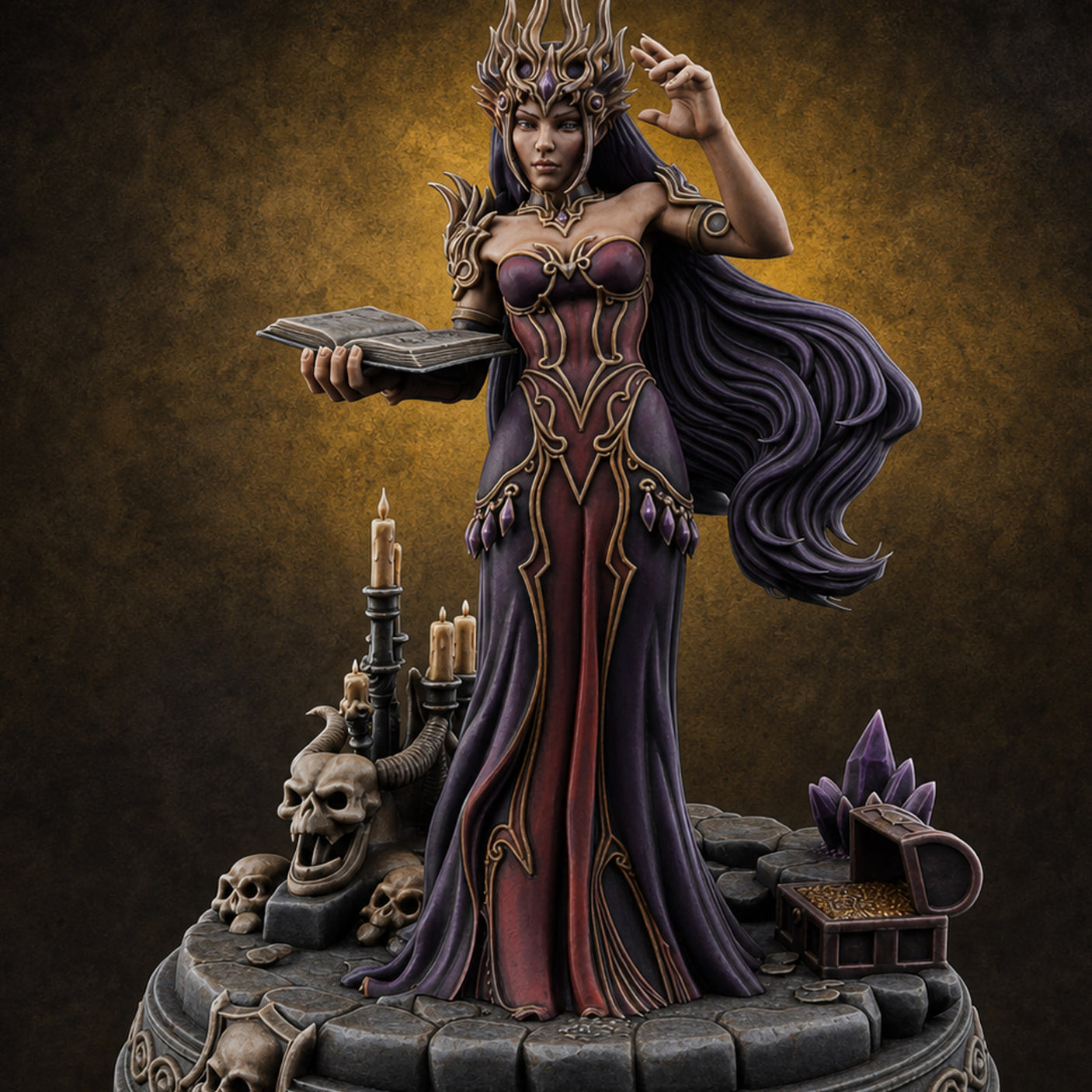 Crowned In Flame Sorceress Miniature for Dungeons and Dragons, Pathfinder or other TTRPGs
