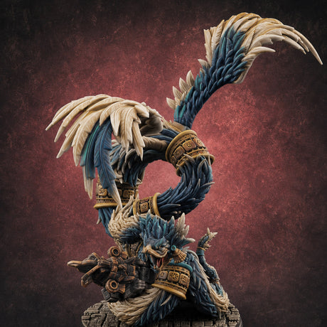 Coiled And Striking Couatl Miniature for Dungeons and Dragons, Pathfinder or other TTRPGs