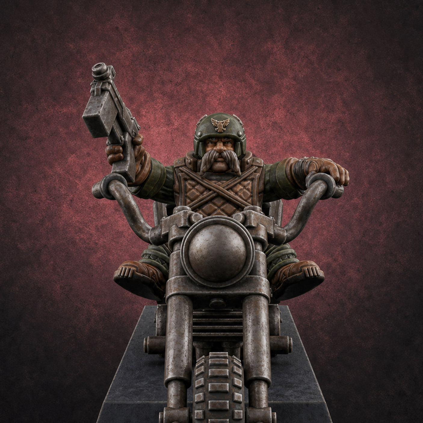 Hands In The Air Space Dwarf Bikers B — painted concept preview (miniature supplied unpainted)