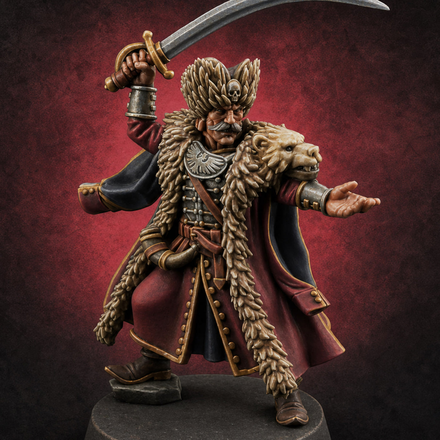 Sabre Flourishing Hussar Officer Miniature for Dungeons and Dragons, Pathfinder or other TTRPGs