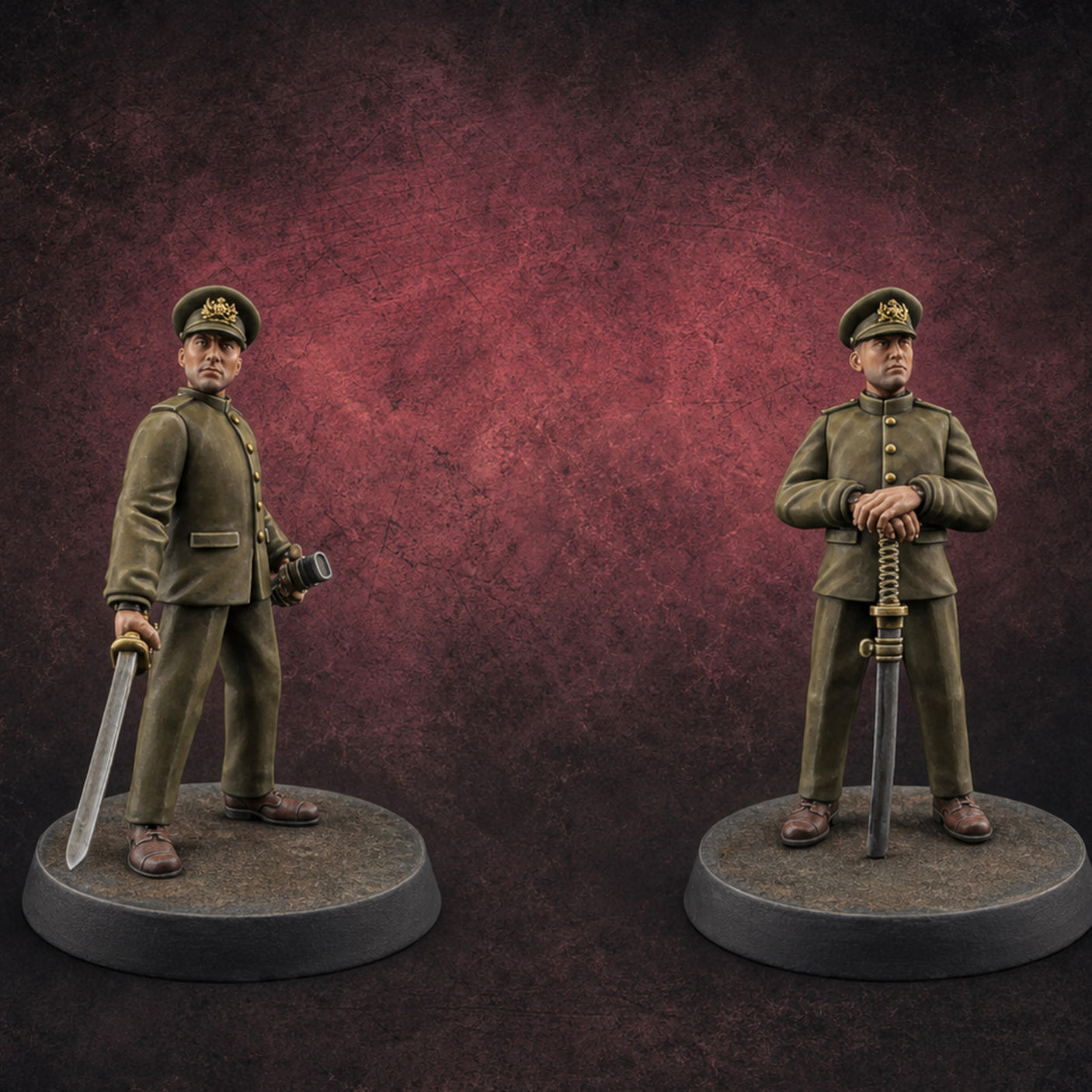 Weird War Japanese Officers Miniature for Dungeons and Dragons, Pathfinder or other TTRPGs