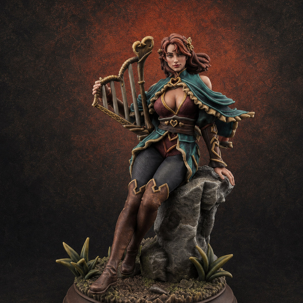 Heartstring Strumming Human Bard Miniature for Dungeons and Dragons, Pathfinder or other TTRPGs