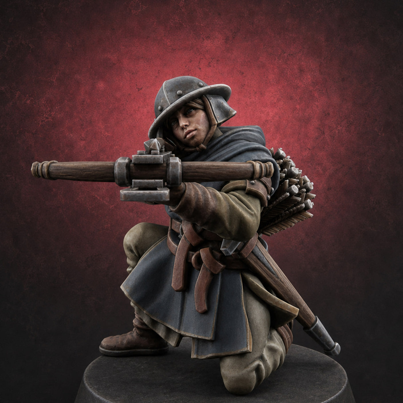 Shouldering The Load Human Crossbowwomen D — painted concept preview (miniature supplied unpainted)