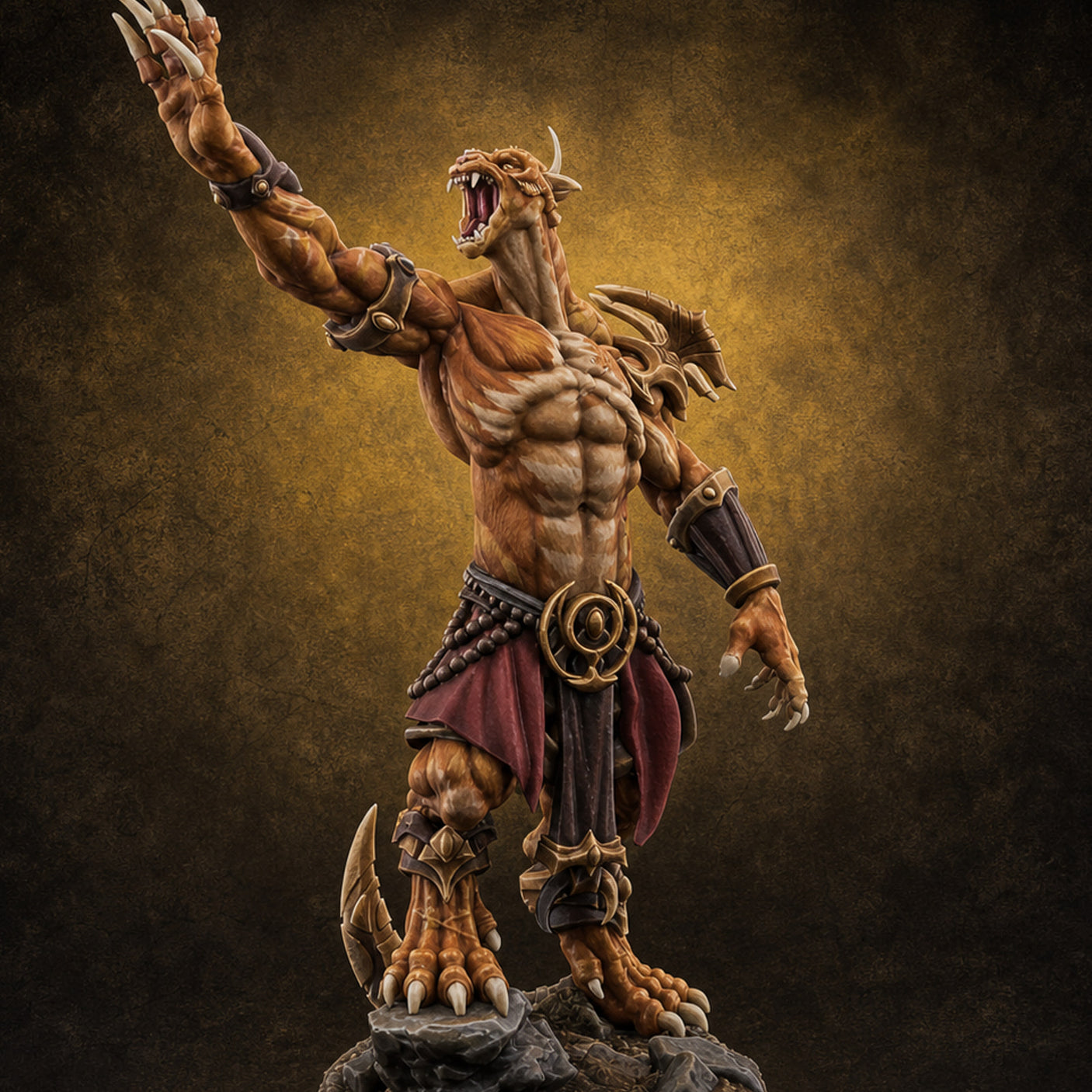 Perched And Brandishing Rakshasa Prowlers D Miniature for Dungeons and Dragons, Pathfinder or other TTRPGs
