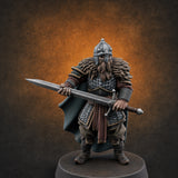 Scale-Clad Sword-Raising Northern Warrior B Miniature for Dungeons and Dragons, Pathfinder or other TTRPGs