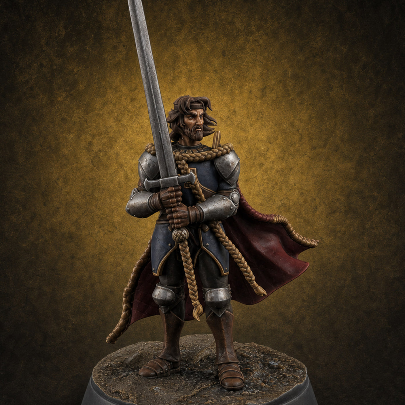 Double Handed Dangerous Human Warrior — painted concept preview (miniature supplied unpainted)