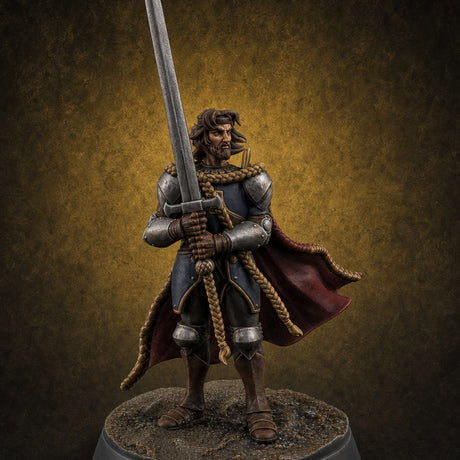 Double Handed Dangerous Human Warrior — painted concept preview (miniature supplied unpainted)