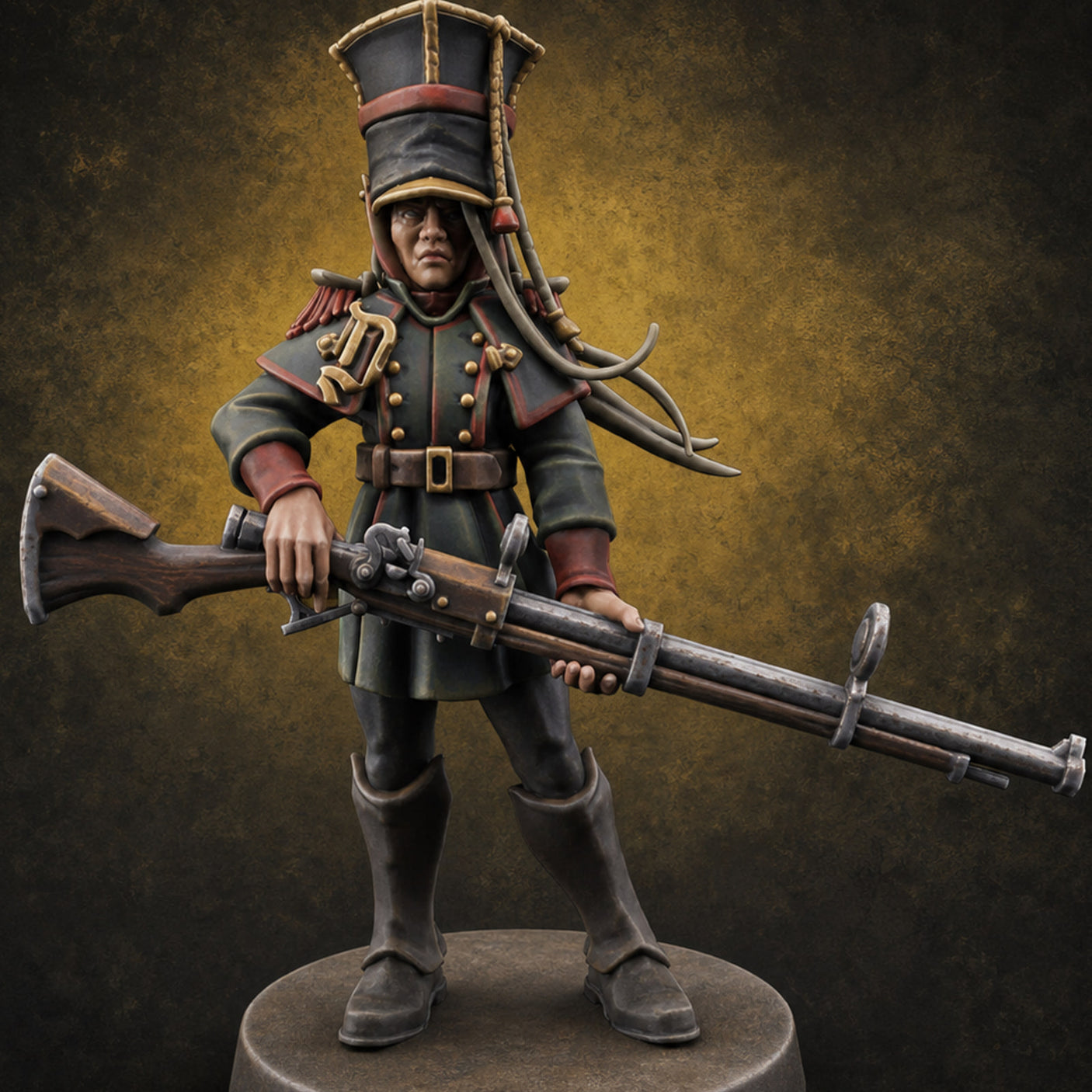 Bayonet Poised Human Soldier Miniature for Dungeons and Dragons, Pathfinder or other TTRPGs