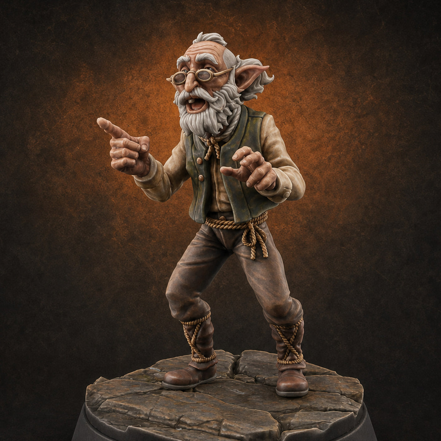 Pointing Out The Problem Gnome Merchant Miniature for Dungeons and Dragons, Pathfinder or other TTRPGs