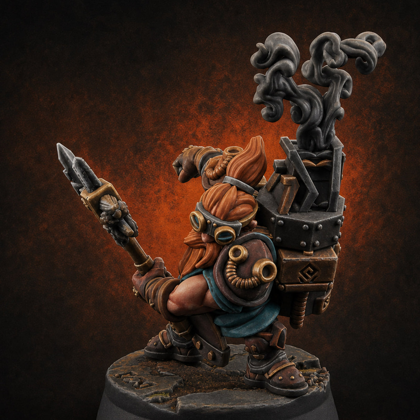 Smoke Venting Dwarf Gadgeteer A Miniature for Dungeons and Dragons, Pathfinder or other TTRPGs