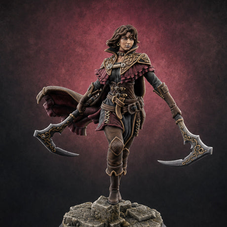 Twin Axes Spreading Human Warrior Miniature for Dungeons and Dragons, Pathfinder or other TTRPGs