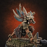 Aztec Inspired Spear Held High Hobgoblin Warrior B — painted concept preview (miniature supplied unpainted)