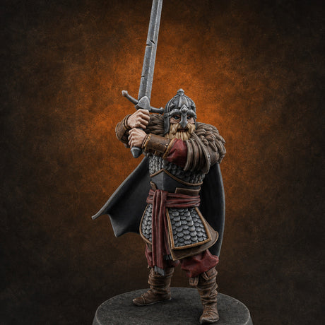Scale-Clad Sword-Raising Northern Warrior C Miniature for Dungeons and Dragons, Pathfinder or other TTRPGs