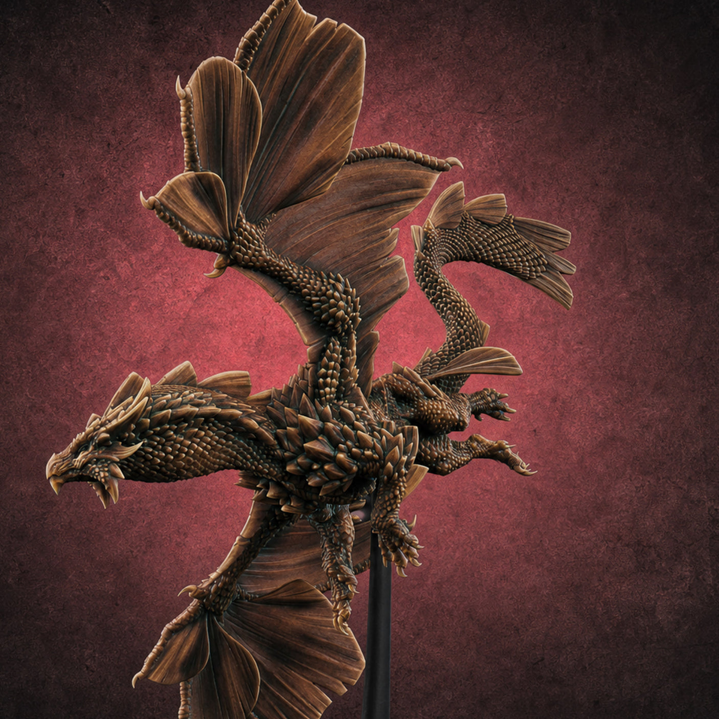 Perched On Blooms Bronze Dragon Flying — painted concept preview (miniature supplied unpainted)