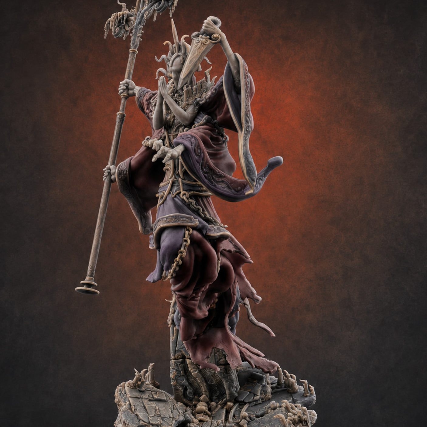 Robes Trailing Lich Shaman C — painted concept preview (miniature supplied unpainted)