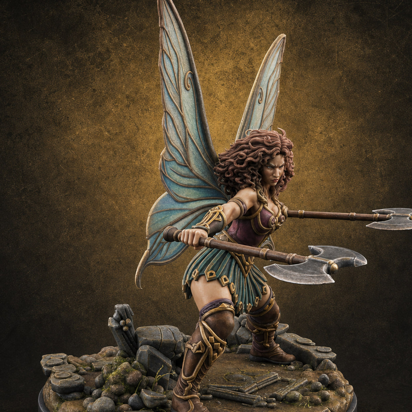 Dual Wand Casting Fairy Mage — painted concept preview (miniature supplied unpainted)