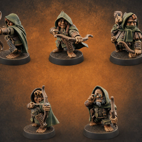 Bow Drawn Steady Halfling Archers — painted concept preview (miniature supplied unpainted)