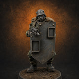 Rifle Bearing Shield Wielding Trooper B — painted concept preview (miniature supplied unpainted)