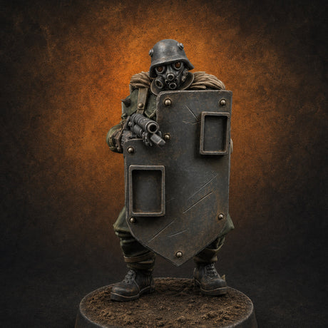Rifle Bearing Shield Wielding Trooper B — painted concept preview (miniature supplied unpainted)